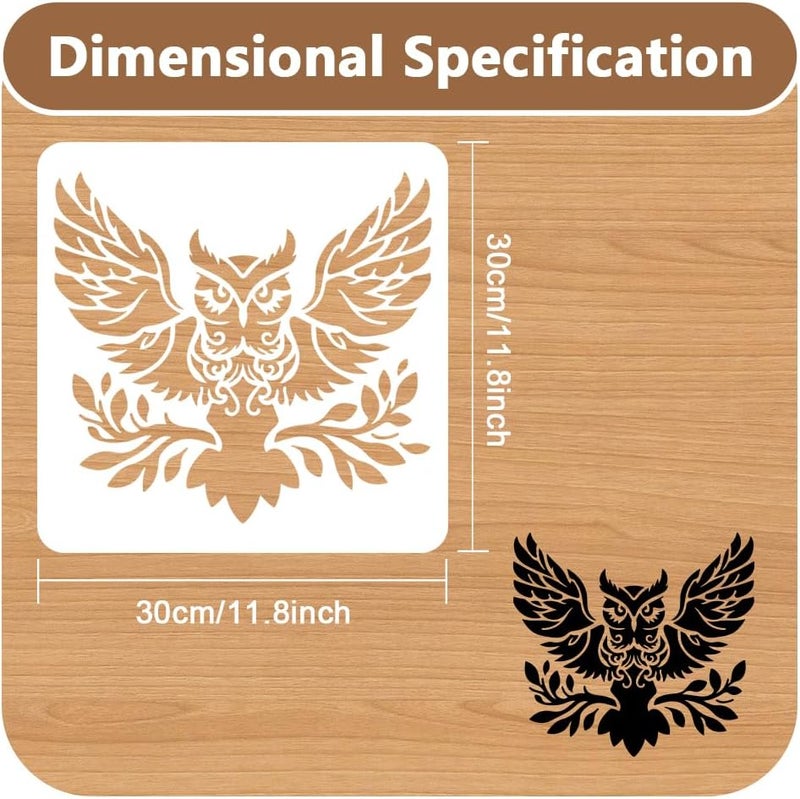 DOODLREAM Owl Wall Stencil Template 11.8 x 11.8 Inch Reusable Plastic Forest Animal Stencil for Painting on Wood Wall Floor Tile Fabric Glass Furniture, DIY Home Decor Or Craft Stencil - Image 2
